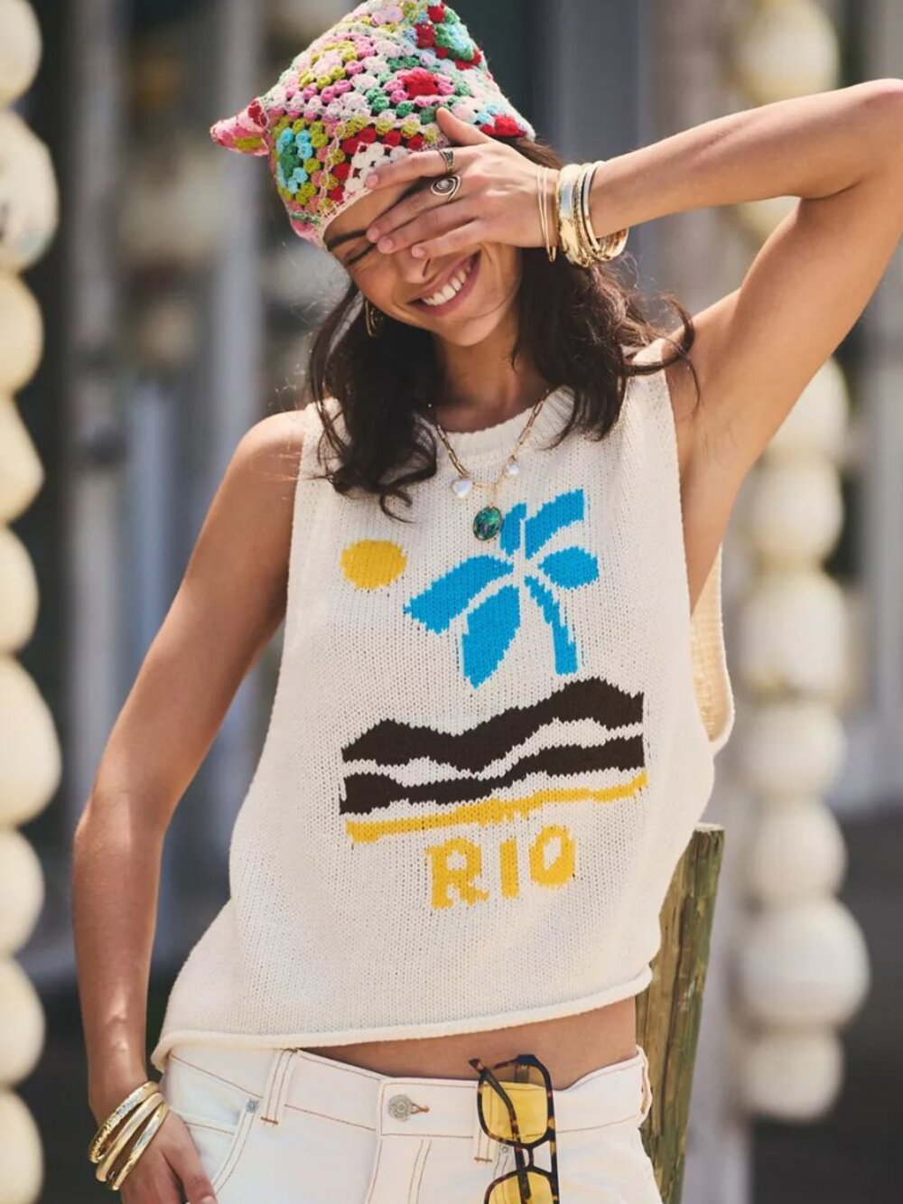 BDG Capri Destination Graphic Knit Vest Top Small NWT